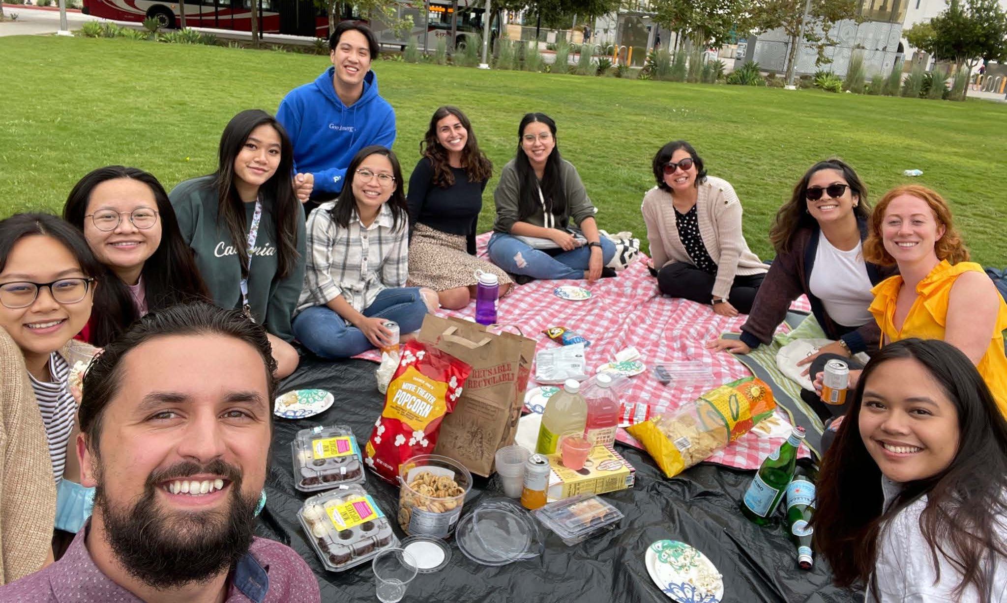 BDC Lab having a picnic on a field at SDSU